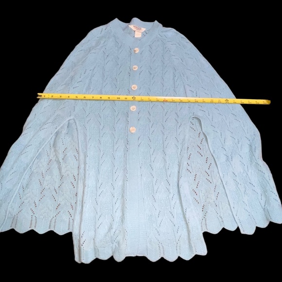Vtg Womens Cardigan Sweater Medium Cape Shawl Open Weave Design Button USA Lot - Picture 13 of 16
